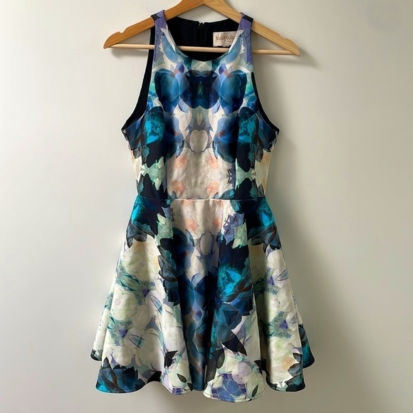 Keepsake the Label Echo Geo Floral A line mini dress sleeveless blue white sz XS - Picture 5 of 15